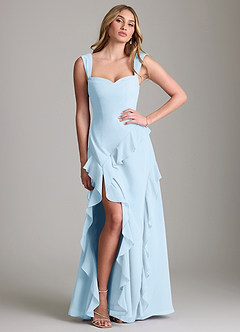 Azazie Sloane Bridesmaid Dresses Sky Blue A-Line Sweetheart Neckline Chiffon Dress image3