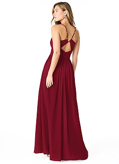 Azazie Cora Bridesmaid Dresses Burgundy A-Line Pleated Chiffon Dress image2
