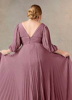 Azazie Zahara Mother of the Bride Dresses Vintage Mauve A-Line V-Neck Pleated Chiffon Dress image12
