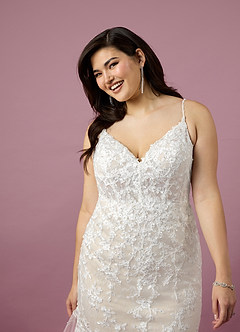 Barbie ♥ Azazie Wedding Dresses Diamond White Champagne Mermaid Sequins Tulle Dress image11