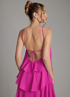 Azazie Deena Bridesmaid Dresses Fuchsia A-Line Ruched Chiffon Dress image6