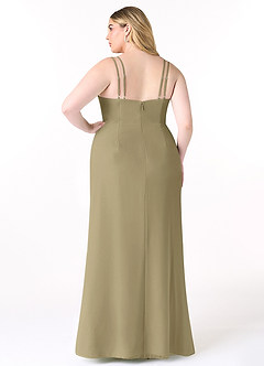 Azazie Leo Bridesmaid Dresses Moss Green Mermaid V-Neck Pleated Chiffon Dress image8