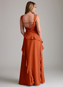 Azazie Sloane Bridesmaid Dresses Burnt Orange A-Line Sweetheart Neckline Chiffon Dress image2