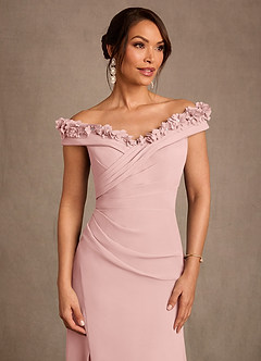 Azazie Jettie vestidos de madre de la novia Vestido de Rosa Empolvado de Gasa de Corte Recto con Plisado image5