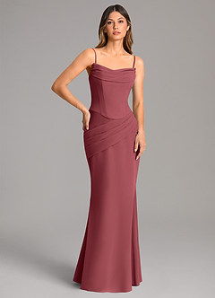 Azazie Sorrel Bridesmaid Dresses Merlot Mermaid Corset Chiffon Dress image2
