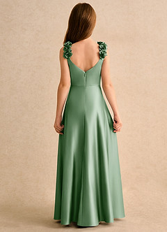 Azazie Rosita Junior Formal vestidos de niña de las flores Vestido de Matcha de Satin Mate de Corte En A con Plisado image4