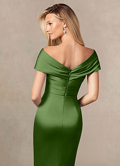 Azazie Ludlow Mother of the Bride Dresses Basil Mermaid Pleated Stretch Satin Dress image5