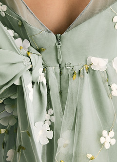 Azazie Elowen vestidos de niña de las flores Vestido Salvia Polvorienta de Encaje de Línea A con Escote corazón image7