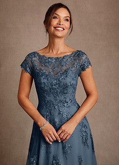 Azazie Jalinda Mother of the Bride Dresses Neptune A-Line Lace Chiffon Dress image5