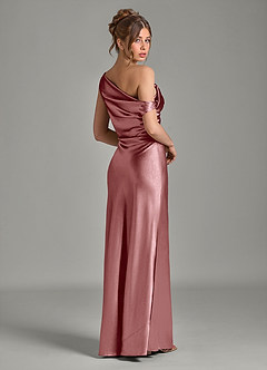 Azazie Emerson Bridesmaid Dresses Vintage Mauve Mermaid Off the Shoulder Metallic Satin Dress image6