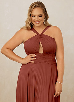 Christian Siriano Bridal for Azazie 1009 Bridesmaid Dresses Auburn A-Line Pleated Chiffon Dress image13