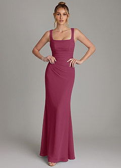 Azazie Agustina Bridesmaid Dresses Mulberry Mermaid Corset Chiffon Dress image3
