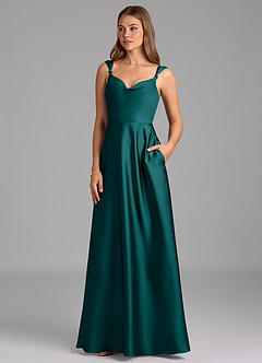 Azazie Beatrice Bridesmaid Dresses Peacock A-Line Sweetheart Neckline Stretch Satin Dress image3