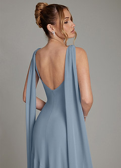 Azazie Essence Bridesmaid Dresses Dusty Blue Sheath Chiffon Dress image9