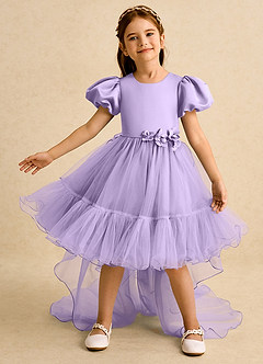 Azazie Cocoa vestidos de niña de las flores Vestido de Lila de Tul de Princesa con Plisado image2