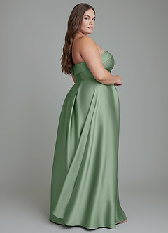 Azazie Lucienne Bridesmaid Dresses Matcha A-Line Strapless Stretch Satin Convertible Dress image15