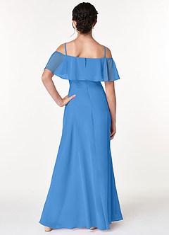 Azazie Maggie Junior Blue Jay A-Line Off the Shoulder Chiffon Dress image2