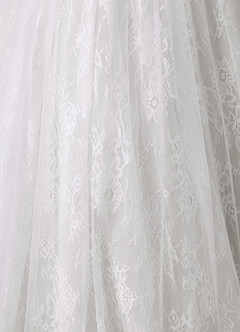 Azazie Adriana Wedding Dresses Diamond White A-Line Strapless Lace Dress image6