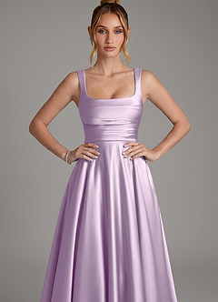 Azazie Azaria Brautjungfernkleider A-Linie Korsett Stretch-Satin Kleid Frostiges Flieder image6