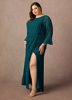 Azazie Ysabella Mother of the Bride Dresses Pine Mermaid Pleated Mesh Dress image8
