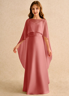 Azazie Fishie Girls Formal Sukienki dla dziewczynek sypiących kwiaty Linia A Matowy satynowy Długość podłogi Sukienka image5