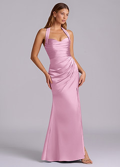 Azazie Destiny Brautjungfernkleider Meerjungfrau-Linie Herzausschnitt Stretch-Satin Kleid Bonbonrosa image3