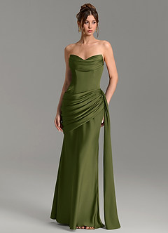 Azazie Zorah Bridesmaid Dresses Bright Olive Mermaid Corset Stretch Satin Convertible Dress image4