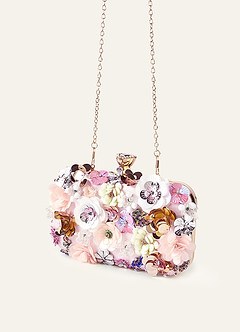 front Kuvertväska med paljettmotiv och blommotiv