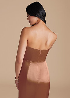 Azazie Aura Brautjungfernkleider Wandelbar Meerjungfrau-Linie Convertible Metallischer Satin Kleid Bronzer image4