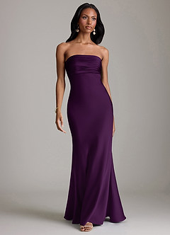 Azazie Saylor Brudtärnklänningar Klä av Sjöjungfru i Stretch Satin Axelbandslös Druva image2