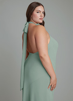 Azazie Velli Bridesmaid Dresses Silver Sage Mermaid High Neck Chiffon Dress image14
