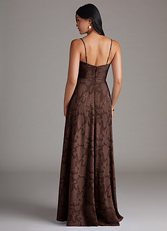 Azazie Moira Bridesmaid Dresses Ganache A-Line Side Slit Floral Burnout Dress image2