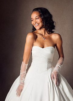 Azazie Alta Wedding Dresses Diamond White A-Line Strapless Stretch Satin Dress image3