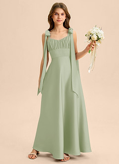 Azazie Halley Junior Klä av A-Line i Stretch Satin Rosett image1