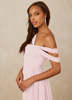 Christian Siriano Bridal for Azazie 1014 Bridesmaid Dresses Blushing Pink A-Line Off the Shoulder Chiffon Dress image2