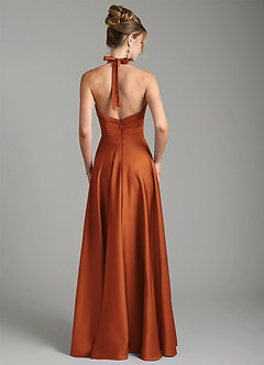 Azazie Tenaya Robes de demoiselle d'honneur Robe Trapèze en Satin extensible Décolleté en cœur Cannelle image7