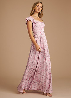 Azazie Bondi At-home Try On Dresses Rosette Dreamy Floral A-Line Ruched Dreamy Floral Dress image3