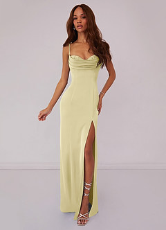 Barbie ♥ Azazie Bridesmaid Dresses Lemon Sorbet Mermaid Corset Stretch Satin Dress image1