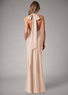 Azazie Velli Bridesmaid Dresses Blushing Pink Mermaid Stretch Satin Dress image5