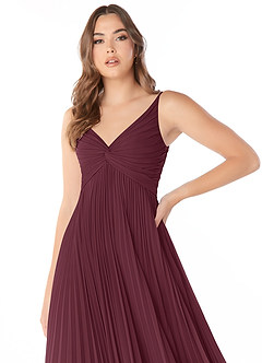 Azazie Raychelle Brautjungfernkleider A-Linie V-Hals Chiffon Kleid Cabernetrot image5