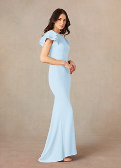 Azazie Peppermint Mère de la mariée Robes Robe Sirène en Crêpe Élastique Encadrement froncé Bleu Ciel image2