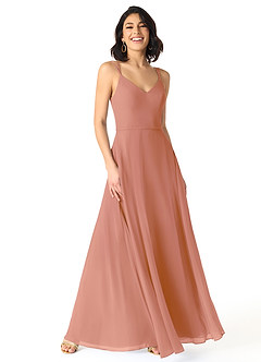 Azazie Janine Vestidos de damas de honor Vestido de Mai Tai de Gasa de Corte en A con Cuello en V image1
