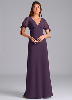 Azazie Pheby Brautjungfernkleider A-Linie Plissee Chiffon Kleid Pflaume image3