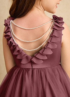 Azazie Lorita Flower Girl Dresses Desert Rose A-Line Beaded Tulle Dress image8
