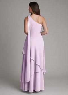 Azazie Monique Bridesmaid Dresses Frosted Lilac A-Line One Shoulder Chiffon Dress image2