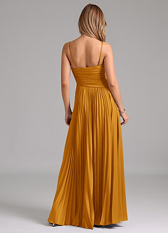 Azazie Vini Bridesmaid Dresses Butterscotch A-Line Pleated Stretch Satin Dress image6