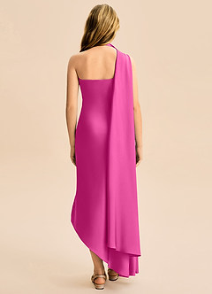 Azazie Briony Junior Etui Plissee Stretch-Satin Kleid Fuchsia image2