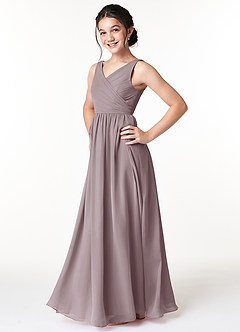 Azazie Sawyer Junior Dusk A-Line Pleated Chiffon Dress image5