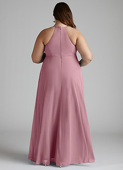 Azazie Annabelle Maternity Bridesmaid Dresses A-Line V-Neck Pleated Mesh Floor-Length Dress image8
