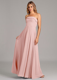 Azazie Lucienne Robes de demoiselle d'honneur Robe Trapèze Convertible en Mousseline de soie Sans bretelles Rose Poudré image1